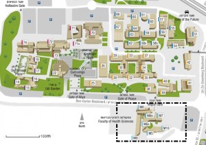 The Ben-Gurion University Campus - the black dashed line represent the area where the exercise took place